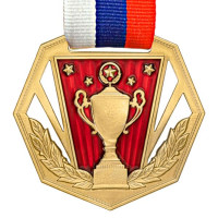 Медаль MZP 369-60/GRD с лентой (D-60 мм. s-2 мм) латунь