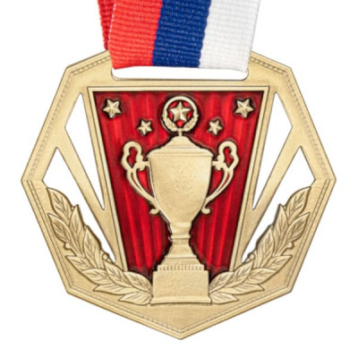 Медаль MZP 569-60/GM с лентой (D-60мм. s-2мм) сталь